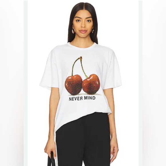 MOTHER Tops - New! Mother Denim The Sleepover Nevermind Oversized Cherry Tee Medium $120